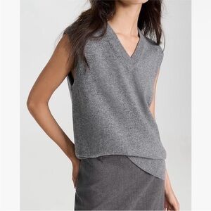 Vince V-Neck Wool & Cashmere-Blend Gray Sweater Vest Size Small
